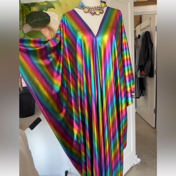 Jennafer Grace Dresses & Skirts - Jennafer Grace Rainbow shimmer Magic Caftan dress festival vintage